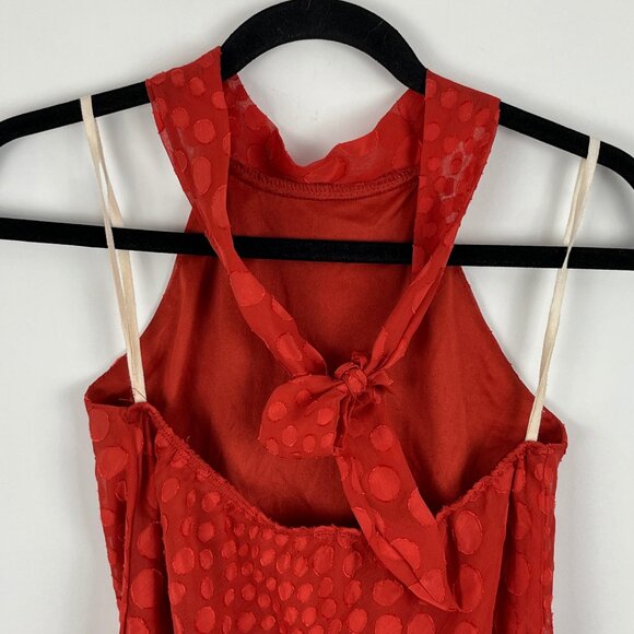 Celine by Champion Top Blouse Size M Orange Sleeveless Halter Neck Elastic Waist - Picture 7 of 9